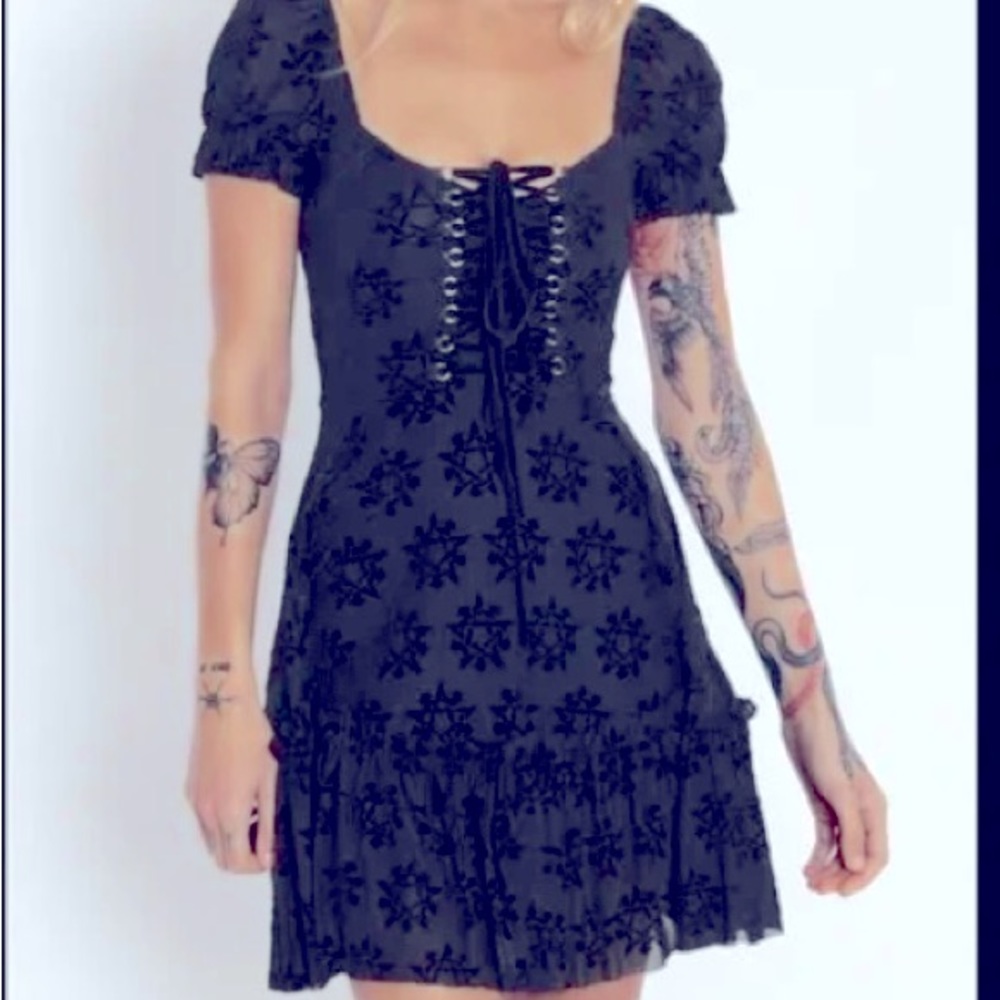Blackmilk Burned Velvet Pentagram Corseted Dress
